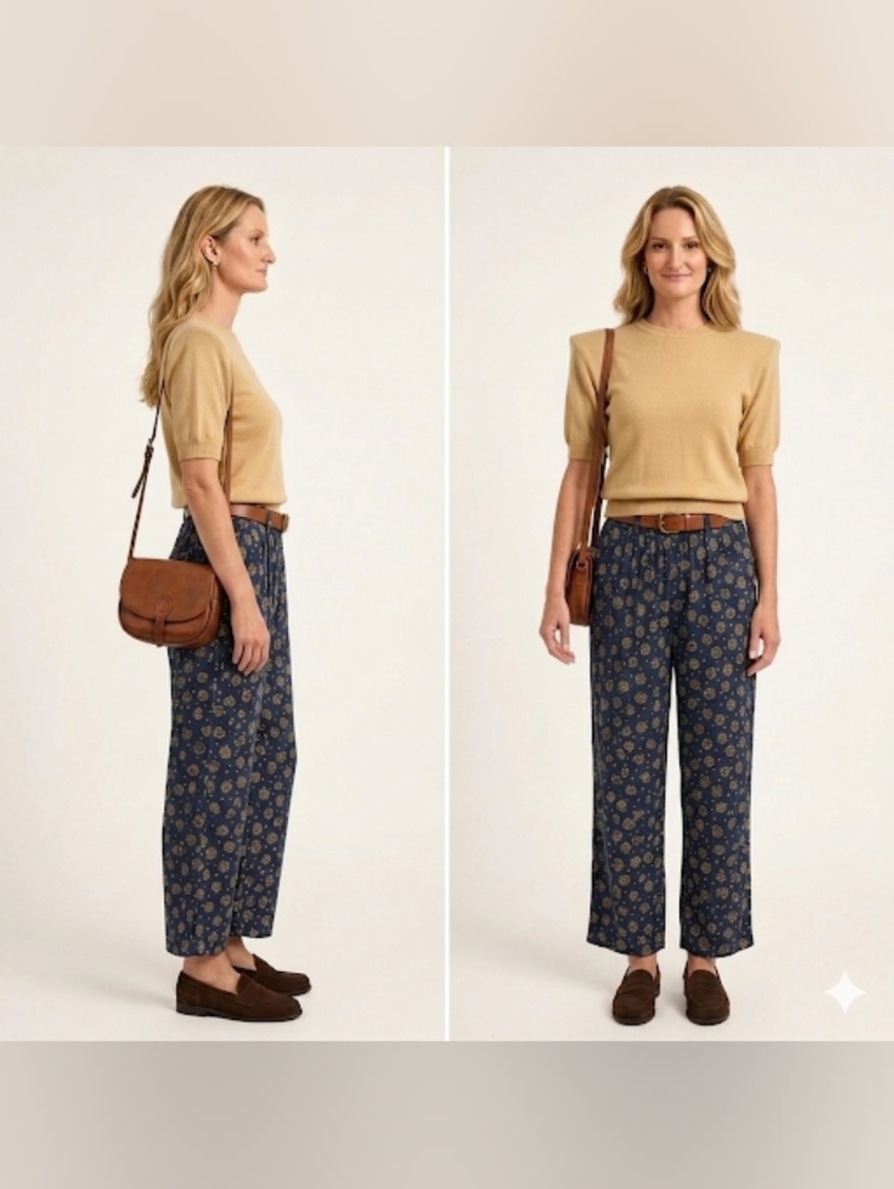 Vintage 90s Sag Harbor Navy Medallion Rayon Pants - Dark Academia Style